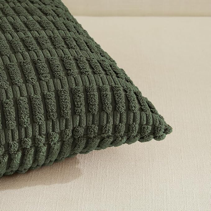 Fancy Homi 4 Packs Decorative Throw Pillow Covers for Living Room Couch Bed, Modern Farmhouse Boho Home Décor Accent Cushion Case, 16" x 16", Olive Green