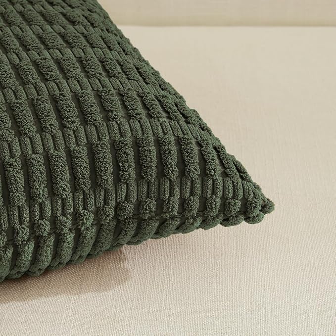 Fancy Homi 4 Packs Decorative Throw Pillow Covers for Living Room Couch Bed, Modern Farmhouse Boho Home Décor Accent Cushion Case, 24" x 12", Olive Green