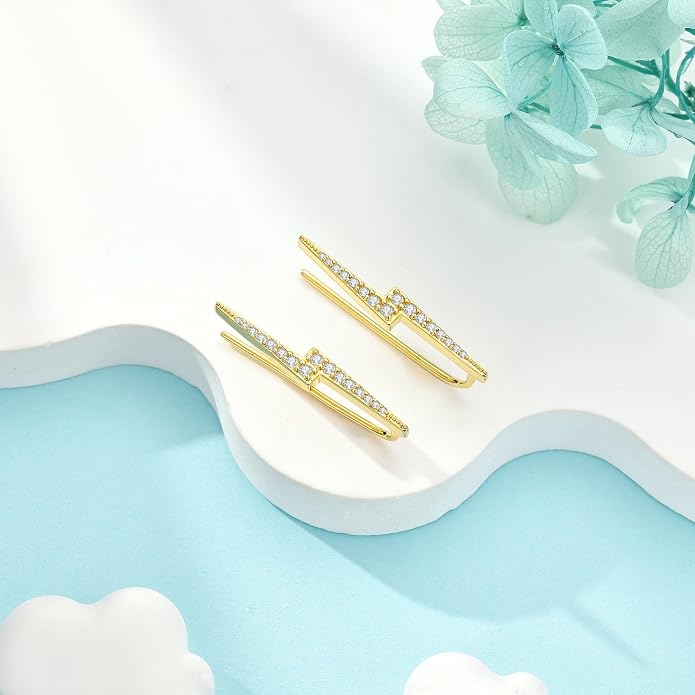 Ear Climbers Earrings for Women Sterling Silver Vintage Ear Crawler Earrings Jewelry Gifts for Women
