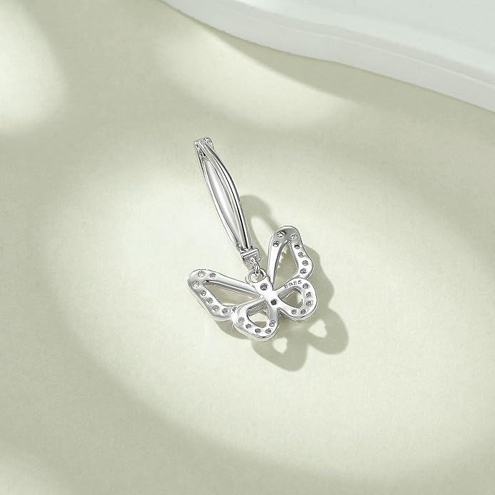 Dangle Clicker Belly Button Ring for Women Surgical Sterling Silver Belly Ring Simple Reverse Navel Rings Body Jewelry
