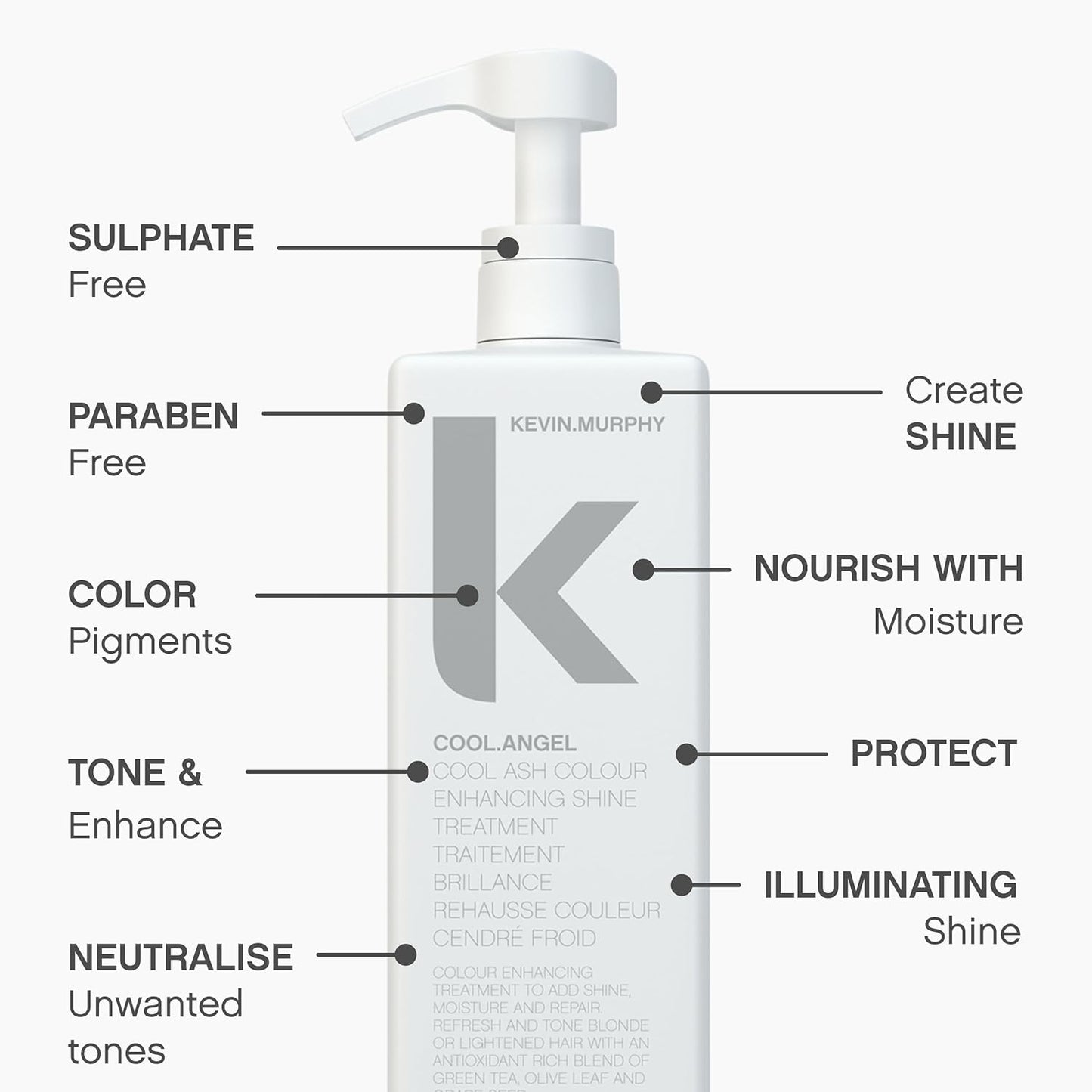 KEVIN.MURPHY COOL.ANGEL - Cool Ash Colour Enhancing Shine Treatment - Thickening Spray - For Blonde, Brown & Grey Colour Hair - Paraben Free Hair Care - 1000 mL / 33.8 fl oz