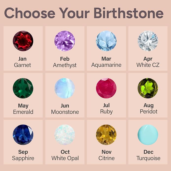 ADITA GOLD Birthstone Necklace for Women, 925 Sterling Silver Teardrop Pendant, Simulated Gemstone, Birthstone Jewelry