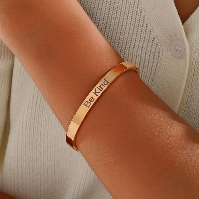 Inspirational Christian Bracelet for Women, Oval Engraved Bible Verse Love Bangle Cuff, Faith Scripture Jewelry, Religious Encouragement Gift for Mom Daughter Sister Friend