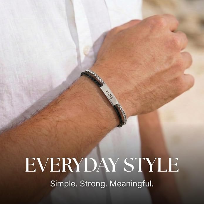 Galis Mens Bracelet - Stainless Steel, Non Tarnish Rope Chain Bracelets, Stylish Fathers Day Gift for Dad, Husband, Boyfriend.