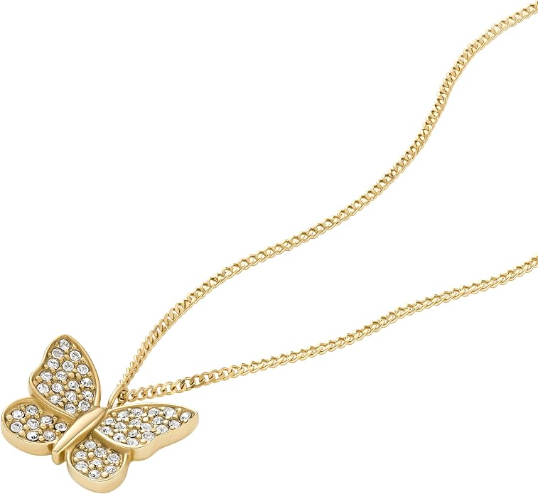 Fossil Women's Gold-Tone Stainless Steel Pendant Chain Necklace for Women
