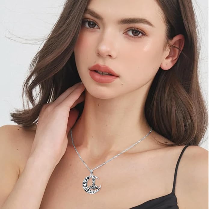 Cross/Pentagram/Tree of Life/Celtic Trinity/Anchor/Thor's Hammer/Sun/Eye of Horus Necklace Moon Pendant Mothers Day Gifts for Women