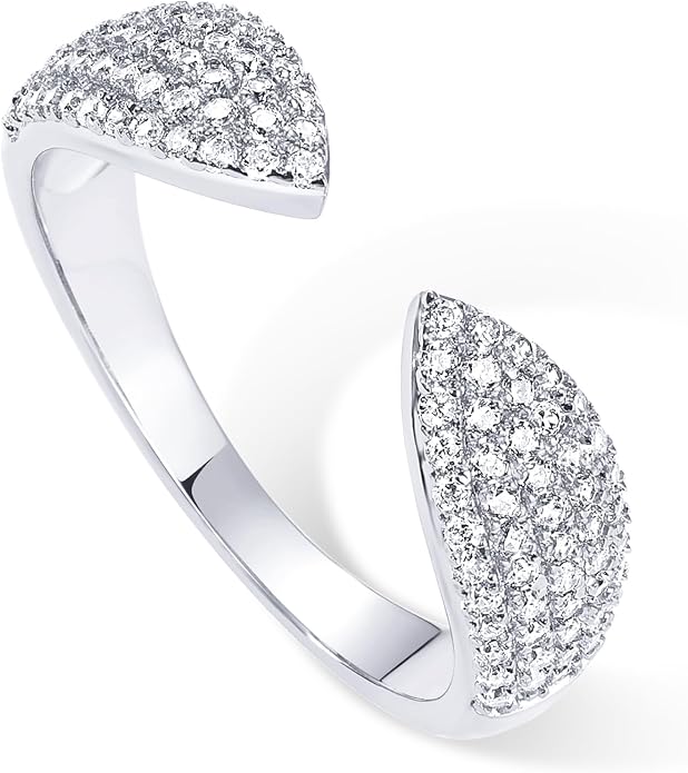 PAVOI 14K Gold Plated Cuff Statement Ring for Women | Cubic Zirconia Eternity Bands | Open Stackable Rings for Women