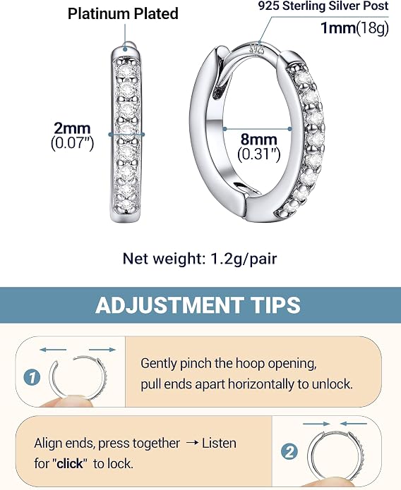 PROSTEEL Hoop Earrings for Women, Huggie Hoop with 925 Sterling Silver Post, 8/10/12/14/16/18/20mm Small Huggie Hoops, 14K Gold Plated/Silver/Black/Rose Gold Hypoallergenic Earrings Jewelry