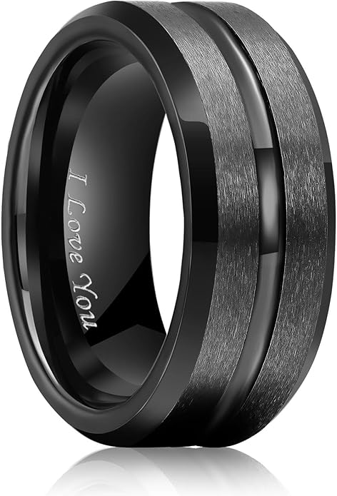 King Will Tungsten Carbide Wedding Band for Men Women-6/8/10mm Width Multicolor Available with Grooved Center Wedding Ring Suitable for Work, Gym Comfort Fit Size 4-16