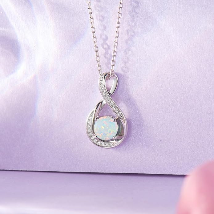 925 Sterling Silver Birthstone Necklace for Women Infinity Necklaces Birthday Anniversary Fine Jewelry Gifts for Mother Women, Adjustable Chain