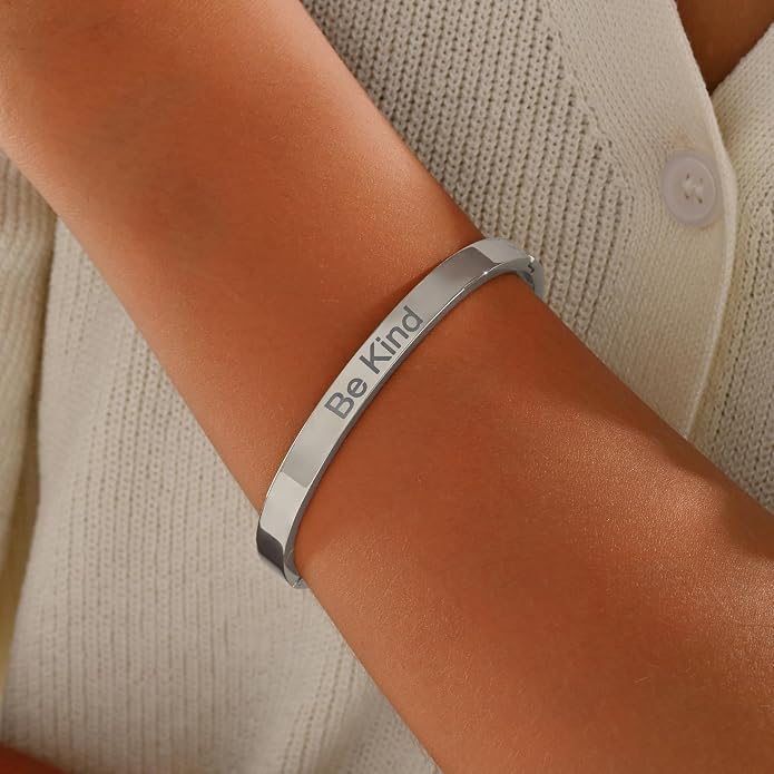 Inspirational Christian Bracelet for Women, Oval Engraved Bible Verse Love Bangle Cuff, Faith Scripture Jewelry, Religious Encouragement Gift for Mom Daughter Sister Friend