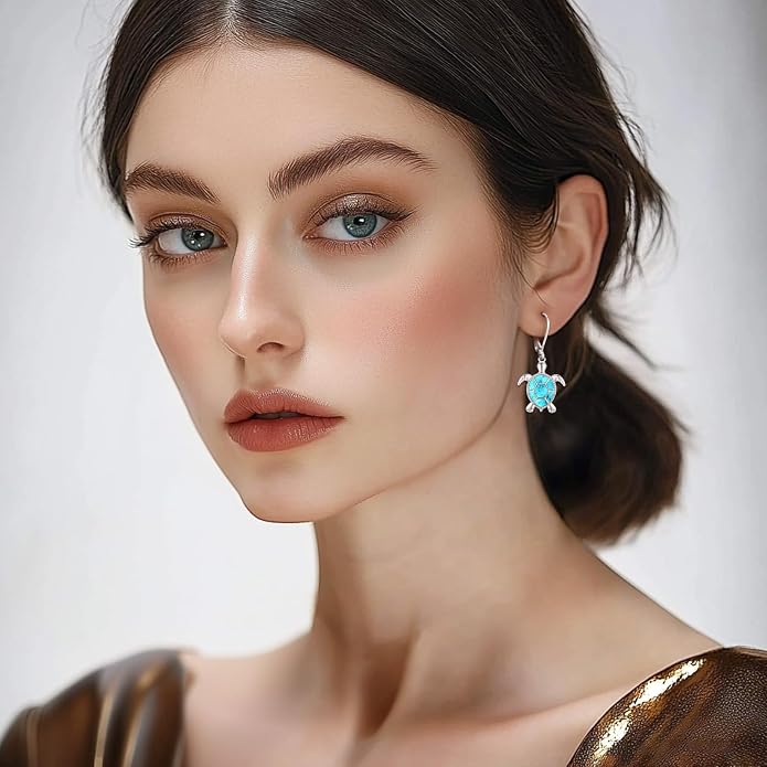 Tree of Life/Cat/Turtle/Butterfly/Flower/Celtic/Turquoise/Moonstone Dangle Earrings for Women Sterling Silver Cute Animals Drop Earrings Jewelry Gifts
