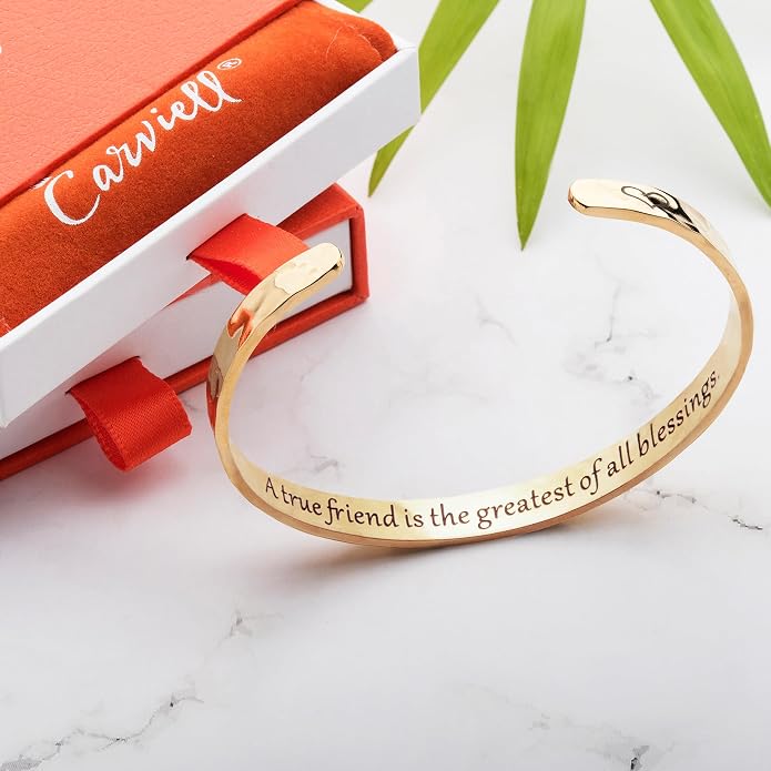Carviell Bracelet - Gifts for Women – Inspirational, Friendship, Love, Mom, Daughter, Sister, Christian, Graduation, Memorial & Wedding Gifts – 100+ Phrases – Stainless Steel, Gift-Ready