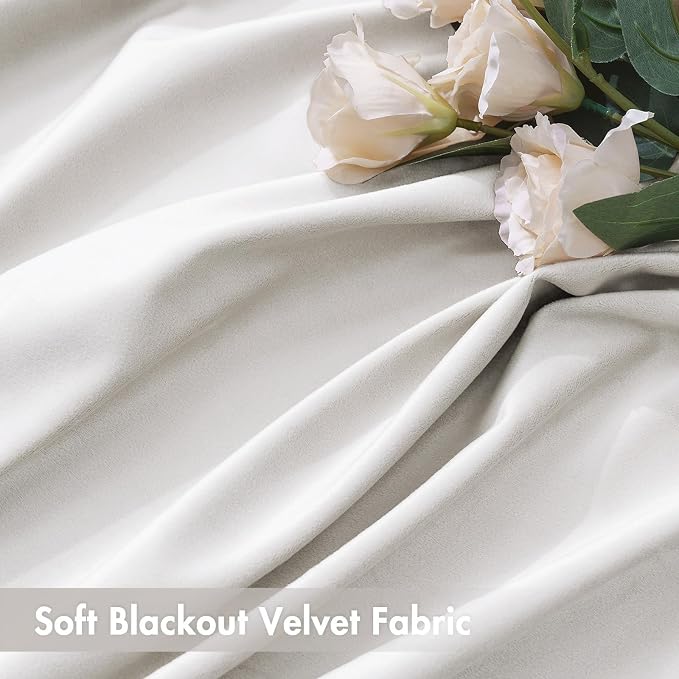 MIULEE White Blackout Velvet Curtains Drapes 84 Inch Long 52"x84" Bedroom | Luxurious Bedroom Living Room Decor, Room Darkening, Thermal Insulated, Rod Pocket Design, Super Soft Fabric