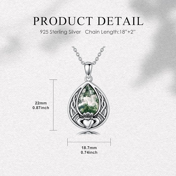 PELOVNY Celtic Knot Necklaces for Women 925 Sterling Silver Gemstone/Birthstone Teardrop Infinity Necklace Irish Celtic Pendant Jewelry Gifts for Mom Daughter Wife