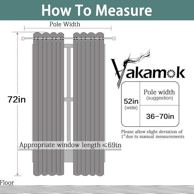 Yakamok 100% Blackout Curtains with Black Liners, Thermal Insulated Full Blackout 2-Layer Lined Drapes Room Darkening Curtain Panel for Bedroom(Navy Blue, 2 Panels, W52 x L72) | Blackout Curtain Panels for Bedroom, 2 Thick Layers Grommet Top Thermal In...