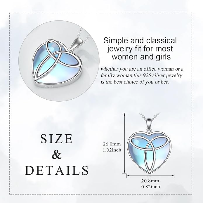 YAFEINI 925 Sterling Silver Moonstone Necklace Filigree Teardrop Pendant Necklace Jewelry for Women Girls