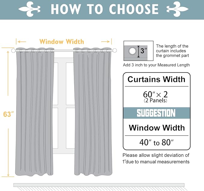 ChrisDowa 100% Blackout Curtains for Bedroom 63 Inches Long 2 Panels Set | 2 Thick Layers, Thermal Insulated, Light Blocking, Grommet, Window Treatment, Living Room Drapes, Beige, 60 x 63 Inch