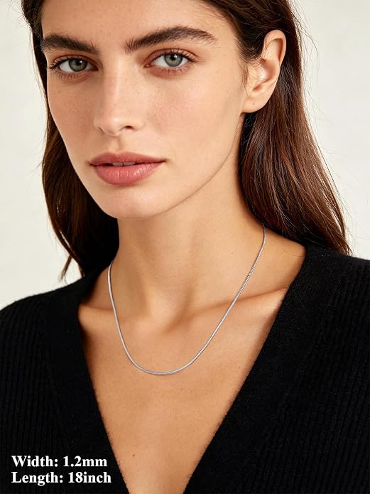 U7 Snake Necklace for Women 14K Gold Plated/Silver/Rose Gold/Black Chain Necklace Hypoallergenic, Stainless Steel Tiny Snake Chain Necklace 1/1.2/1.5/2MM, 14-30" Adjustable Minimalist Gift