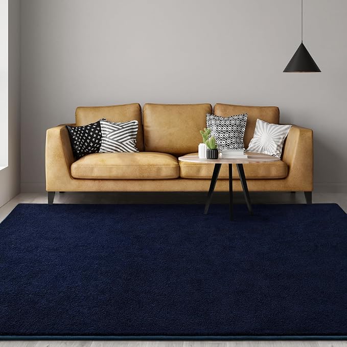Gifeas Large Ultra Soft Modern Area Rugs for Living Room Bedroom, 4x6 Feet Navy Blue Thickened Memory Foam Indoor Solid Minimalist Carpets, Non-Slip Comfy Rug for Boys Girls Nursery Room Home Decor