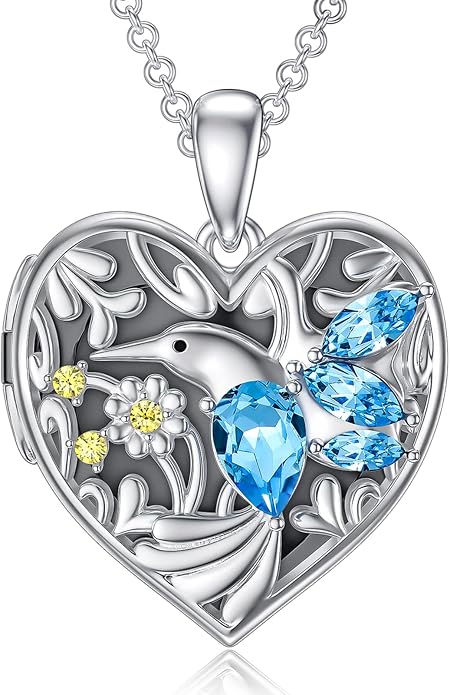 Dorunmo Personalized Locket Necklace 925 Sterling Silver that Holds Pictures Butterfly Birthstone Photo Heart Locket Custom Jewelry Congratulations New Beginnings New Job Gifts for Women