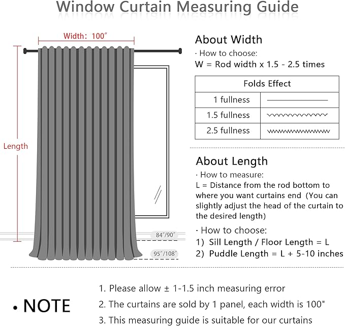 MYSKY HOME Patio White Curtains for Sliding Door, Living Room Curtains & Drapes Soft Cotton Farmhouse Window Treatments 90 inch Length 1 Panel Set Linen Look Semi Sheer Draperies, 100" W x 90" L