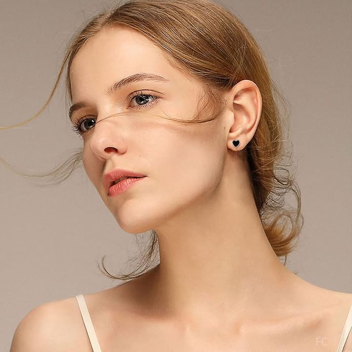 FindChic Hypoallergenic Sterling Silver Small Bar/Heart/Dot/Triangle/Butterfly/Lightning Studs Earrings Minimalist Geometric Jewelry Valentine Gifts for Women Men Girls, with Gift Box