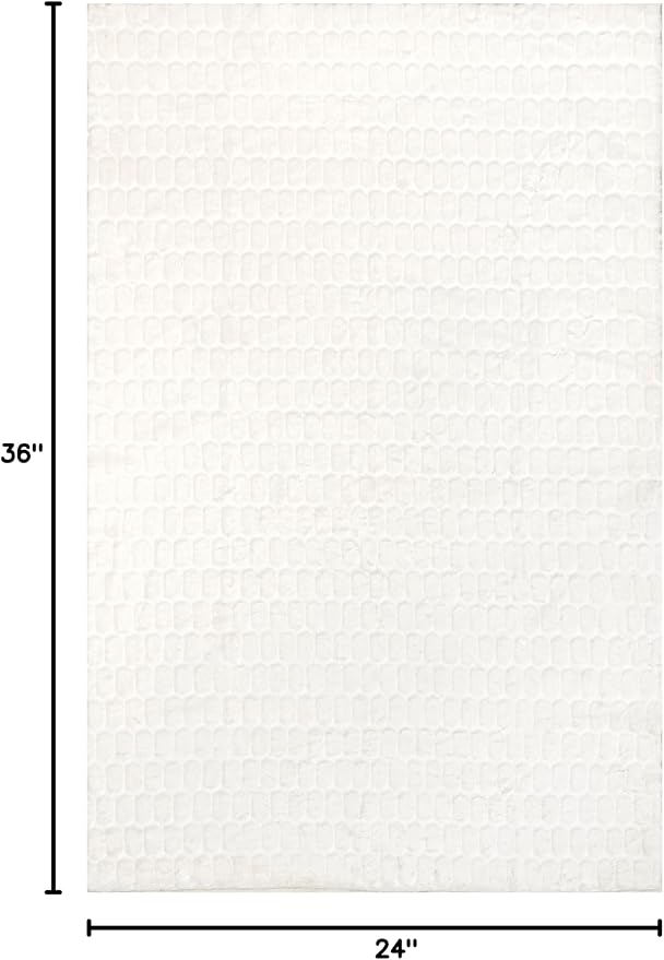 nuLOOM Nia White Geometric Washable Area Rug, 2' x 3' | Nuloom Nia Geometric 2' x 3' Machine Washable Accent Rug for Living Room Bedroom Dining Room Entryway, White