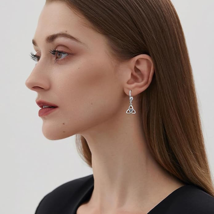 Celtic Knot Earrings 925 Sterling Silver Abalone Drop Dangle Celtic Earrings Gifts for Women