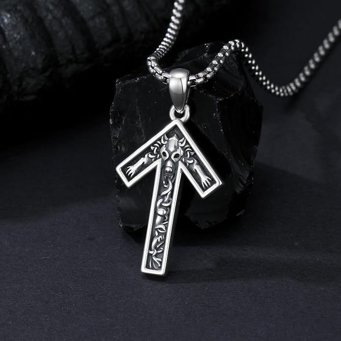 ROMANTICWORK Viking Necklace for Men 925 Sterling Silver Viking Pendant Necklace Amulet Jewelry for Father Husband Birthday Christmas