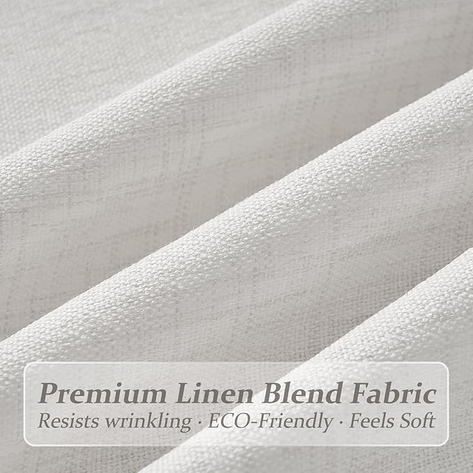 120 Inch Extra Long Pinch Pleated Semi Sheer Curtains 4 Panels Set for Living Room, Off White Memory Trained Linen Light Filtering 10 FT Length Floor to Ceiling Elegant Window Curtain & Drapes Rings