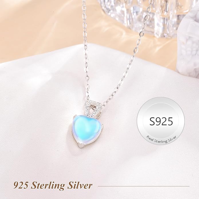 925 Sterling Silver Moonstone Necklace New Beginnings, Graduation Gifts, Created Moonstone Jewelry June Birthstone Necklace for Women, Inspirational Birthday Graduation Gifts for Friend Sister Daughter Mom