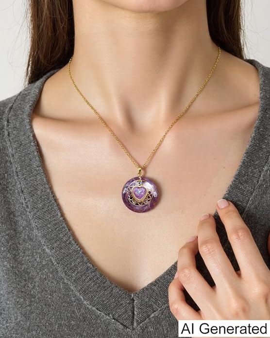 Day Day Up Orgone Pendant Heart Energy Necklace - Healing Crystal Necklaces For Women With Reiki Quartz Gemstones - Fashion Jewelry
