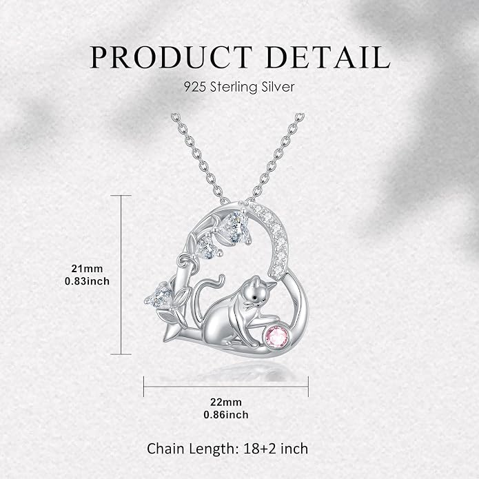 PELOVNY Teddy Bear Necklace for Women 925 Sterling Silver Bear/Highland Cow/Fox/Cat/Axolotl Birthstone Necklace Christmas Birthday Jewelry Gifts for Mom Daughter Wife Sister