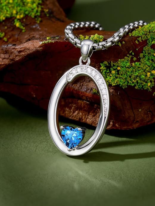 Birthday Gifts for Women Alphabet A to Z Initial Birthstone Pendant Necklaces for Women - 18k White Gold Plated Personalized Name Jewelry Anniversary Graduation Gifts for Wife Her Daughter Girlfriend(with Gift Box)