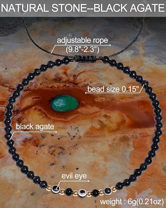 Evil Eye Ankle Bracelets for Women Beads Anklets Beach Accessiory Gemstone Healing Crystal Adjustable