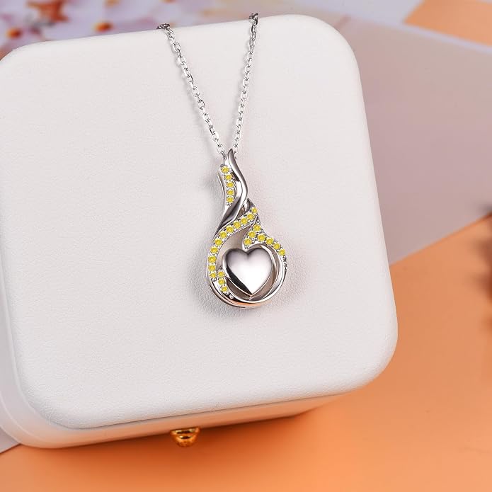 Cremation Jewelry 925 Sterling Silver Teardrop Urn Necklace for Ashes Heart Shape Memorial Keepsake Pendant for Human Ashes for Women Gift