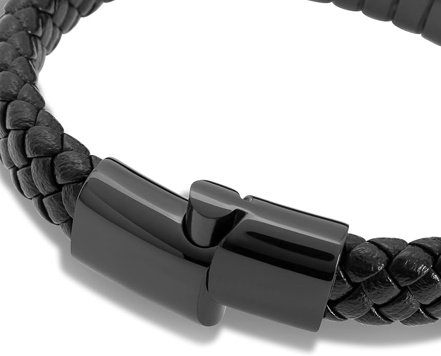 SERASAR Premium Leather Bracelet Men | Stainless Steel Magnetic Clasp | Three Colors | Jewelry Box Included
