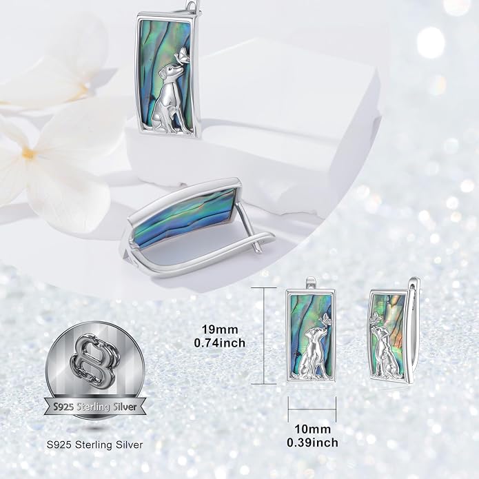PROESS Abalone Shell Holy Mountain/Mustard Seed/Animal Earrings 925 Sterling Silver Mountain Jewelry Animal Lovers Gifts for Women