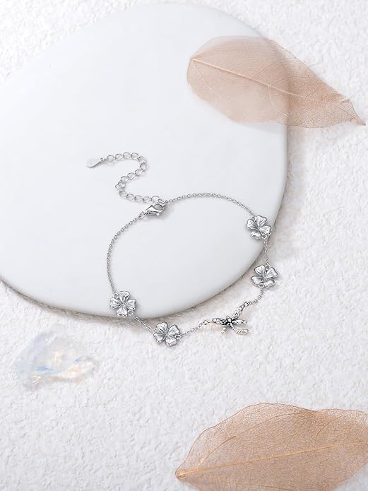 Ankle/Bracelet for Women Sterling Silver Sea Turtle/Butterfly/Mustard Seed/Sister/Sunflower/Elephant Gifts for Birthday Summer Beach Jewelry for Mom Wife Daughter Friend