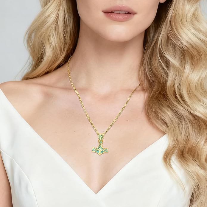 Celtic Cross Tree of Life Necklace for Women Sterling Silver Thor Hammer Tree of Life Pendant Irish Knot Cross Amulet Tree of Life Jewelry