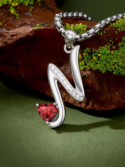 Birthday Gifts for Women Alphabet A to Z Initial Birthstone Pendant Necklaces for Women - 18k White Gold Plated Personalized Name Jewelry Anniversary Graduation Gifts for Wife Her Daughter Girlfriend(with Gift Box)