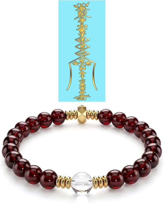 LINGYUAN Feng Shui Wealth and Luck Bracelet with Gold Foil Five Gods Amulet-Red Agate Cinnabar Gemstone Bracelet for Prosperity, Protection & Success, Lucky Charm Gift for Men & Women