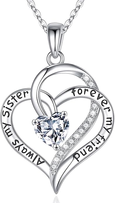 Iefil Gifts for Sister - 925 Sterling Silver Birthstone Necklace Sisters Jewelry