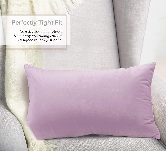 Nestl Throw Pillow Covers, Cozy Velvet Decorative Pillow Covers 12 x 20 Inches, Soft Solid Couch Pillow Covers for Sofa, Bed and Car, Set of 2 - Light Gray Lavender