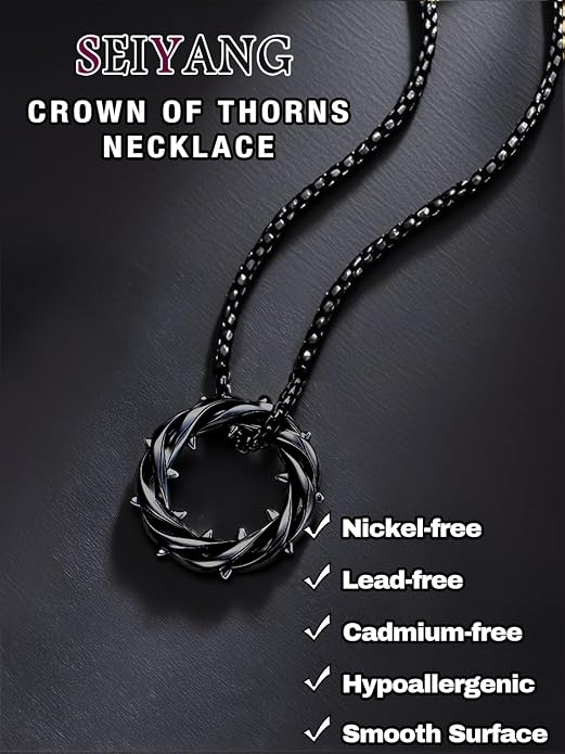 Seiyang Crown of Thorns Necklace 925 Sterling Silver Crown Pendant Amulet Jewelry Gifts (with Gift Box)