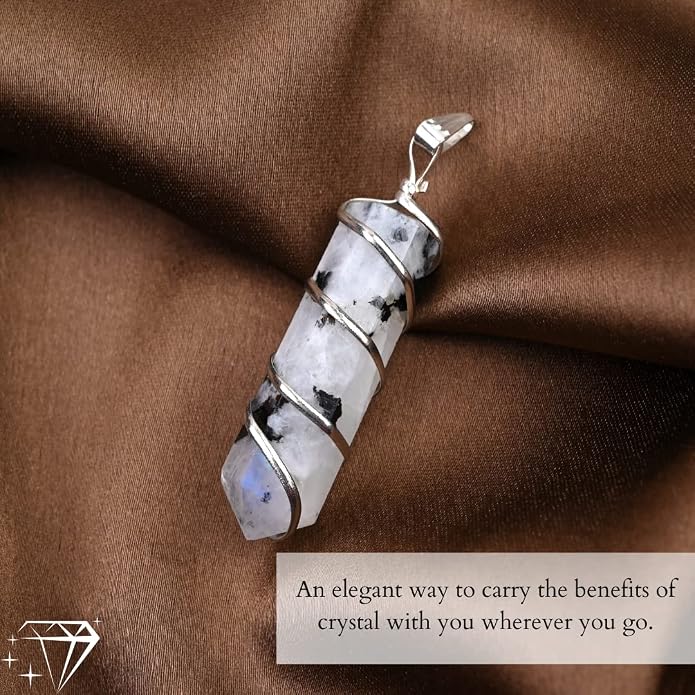 Rainbow Moonstone Healing Crystal Necklace - Lunar Pendant Balance, Inner Light, Love & Creativity