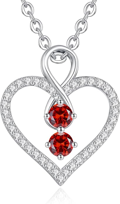 LOUISA SECRET Double Birthstone Necklaces for Women, 925 Sterling Silver Infinity Love Heart Pendant Necklace for Her, Birthday Anniversary Valentine's Day, Christmas, Wedding, Graduation Gift for Her, Personalized Gifts, Jewelry Gifts for Wife Mom Gir...