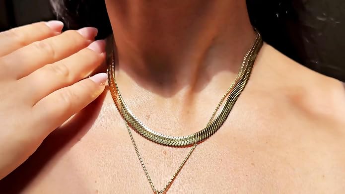 Herringbone Chain 316L Stainless Steel 14,16,18,20,22,24,27,30 inches Necklace for Men and Women in Gold, Silver Tone