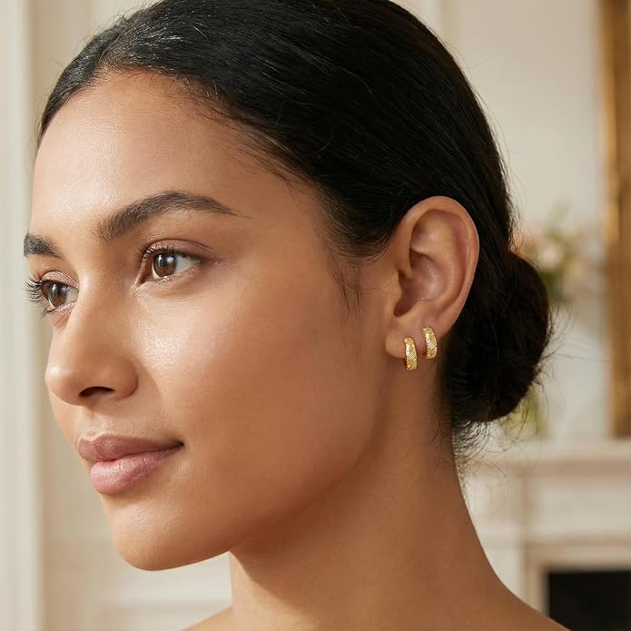 Gold Dainty Hoop Earrings for Women Hypoallergenic Lightweight 14K Gold Huggie Earrings Jewelry Valentines Day Gifts for Wife Girlfriend Her